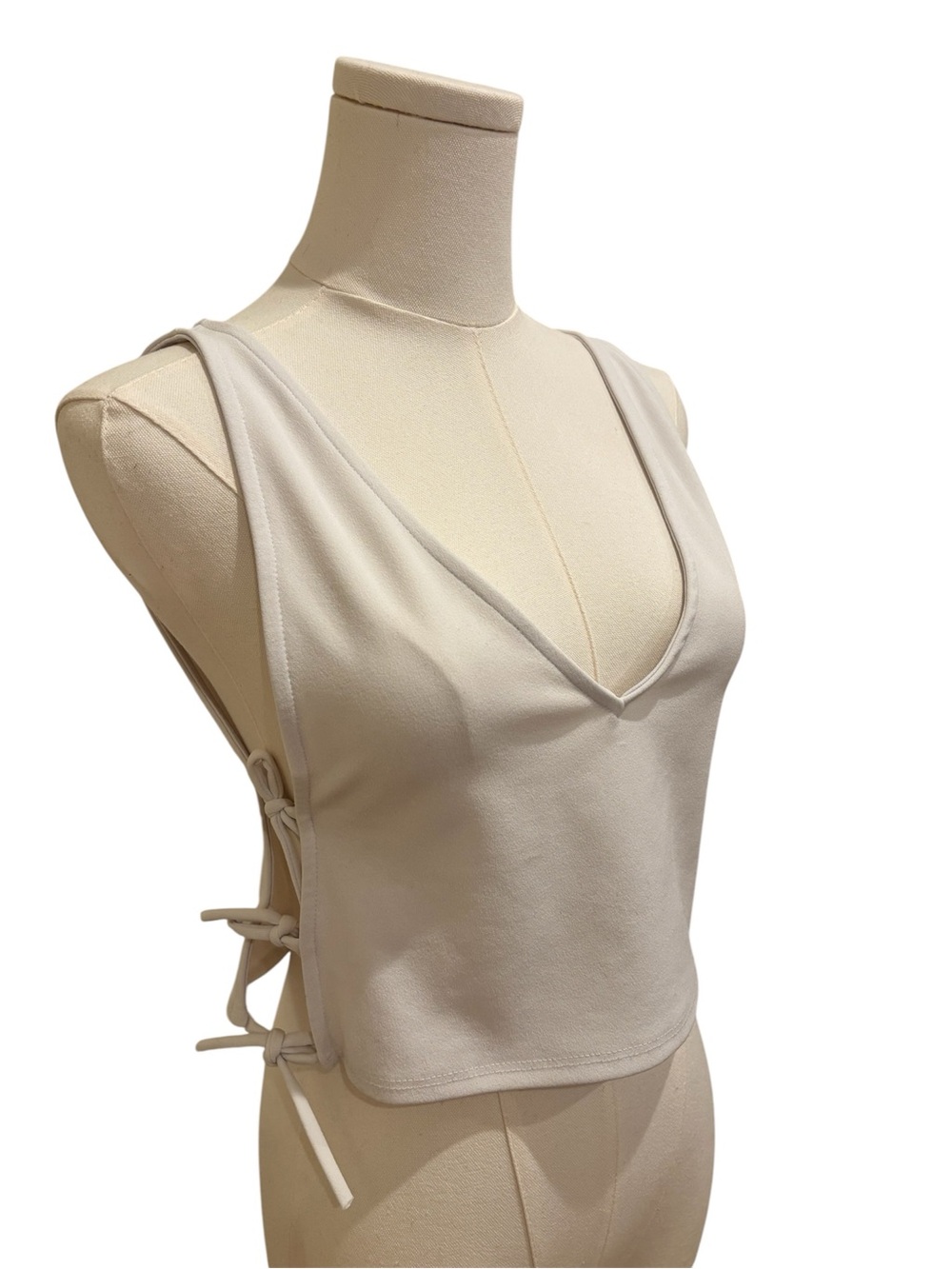 Free People Top White Side Tie V-Neck Tank Boho Size Small